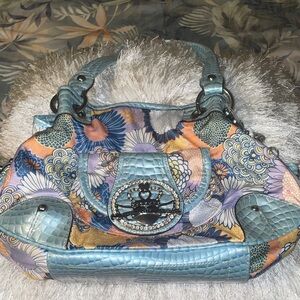 Kathy Van Zeeland Blue and Multicolor Shoulder Bag